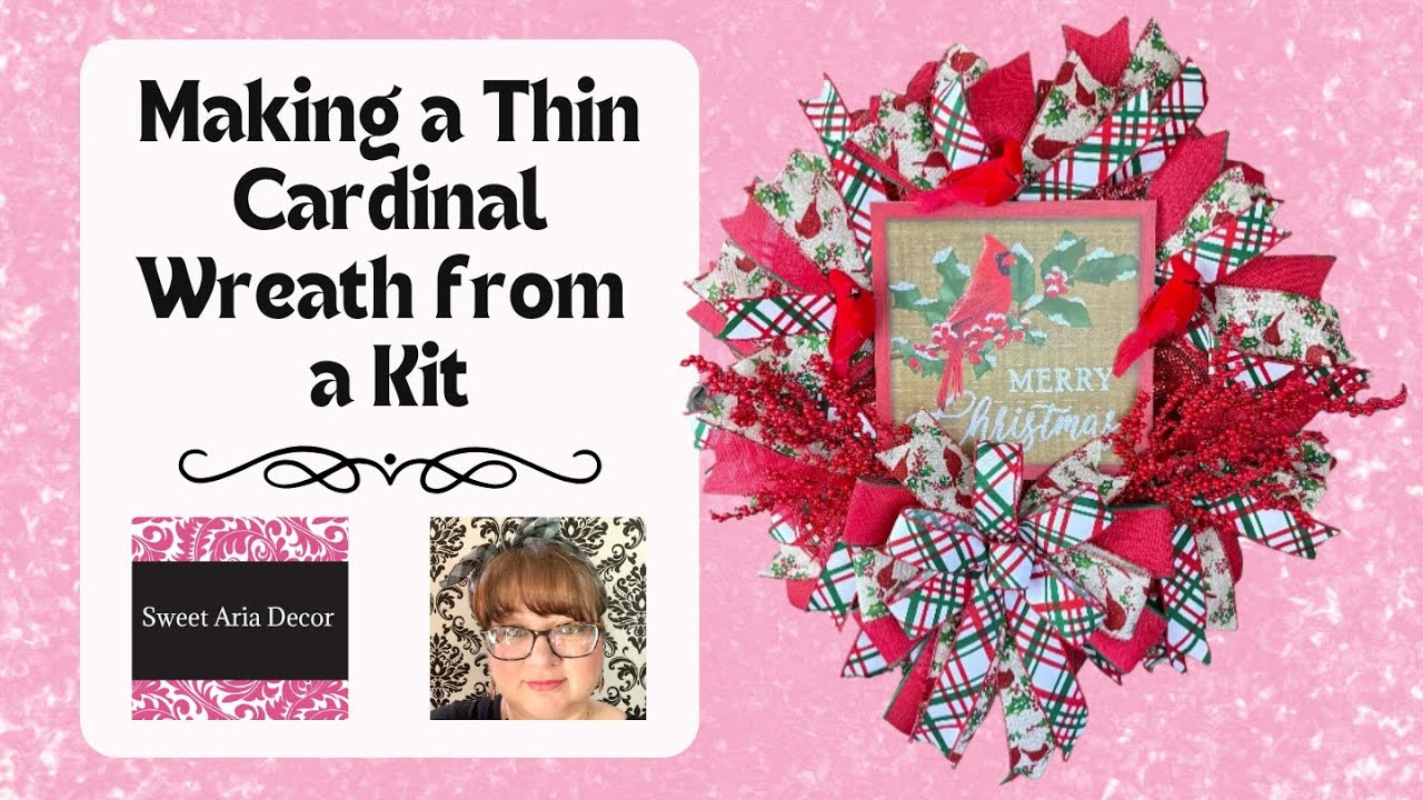 Making a Thin Merry Christmas Cardinal Wreath from a Kit by SweetAriaDecor.com