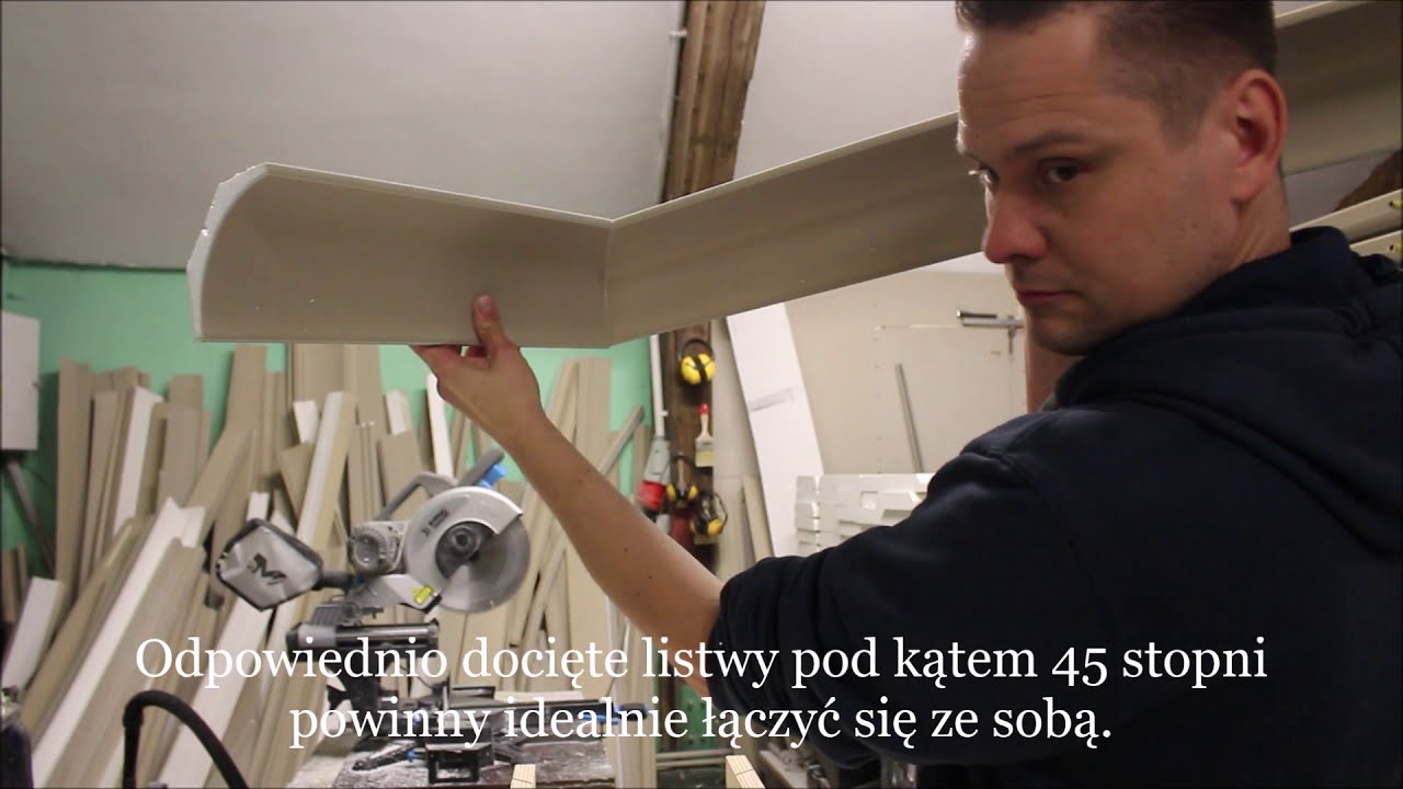 Listwy przysufitowe styropianowe Montaż i docinanie pod kątem - Skrzynka uciosowa