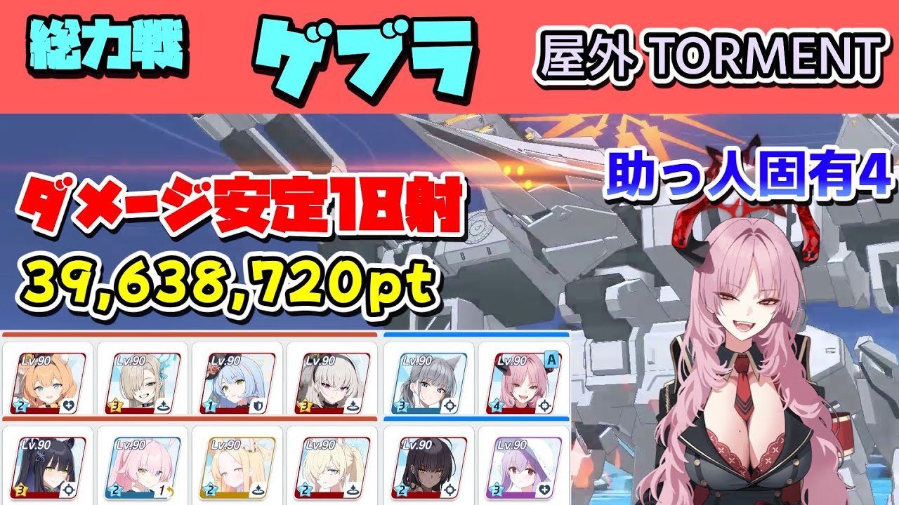 総力戦ゲブラ 屋外 Torment 助っ人固有4サツキ使用安定攻略解説 39,638,720【ブルーアーカイブ】