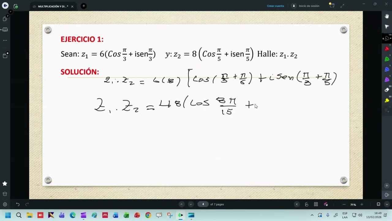 Multiplicación y división de números complejos