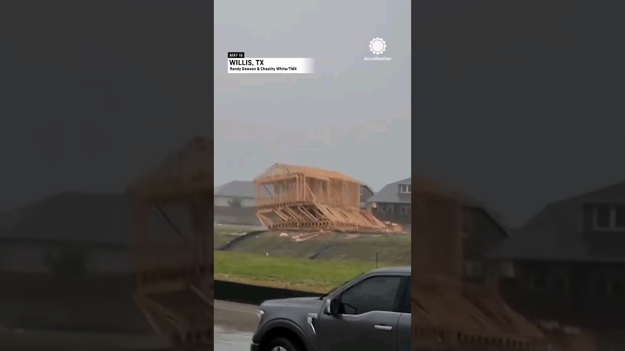 Home Under Construction Collapses In High Winds in Texas