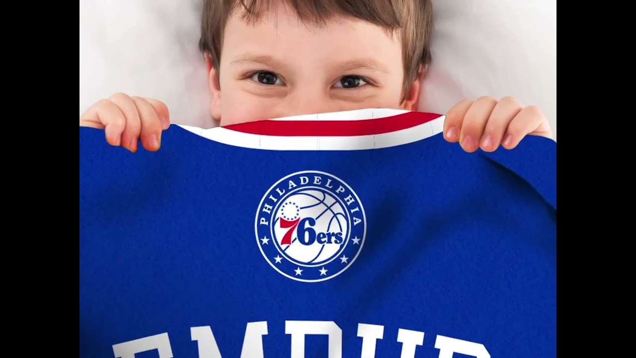Sleep Squad Philadelphia 76ers Joel Embiid 60&rdquo; x 80&rdquo; Raschel Plush Blanket &ndash; A NBA Jersey T