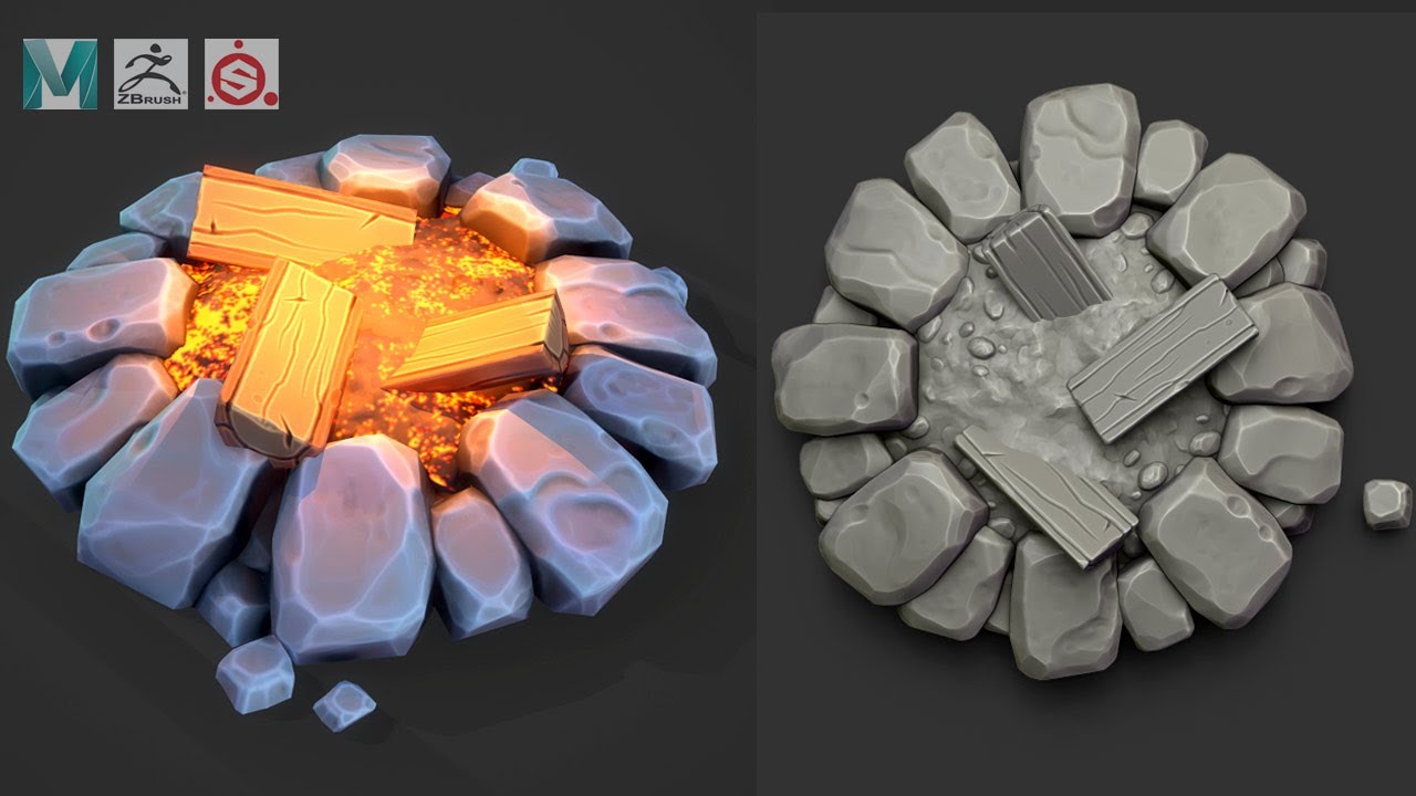 Making a Stylized Fire Pit with Maya, Zbrush, and Substance Painter