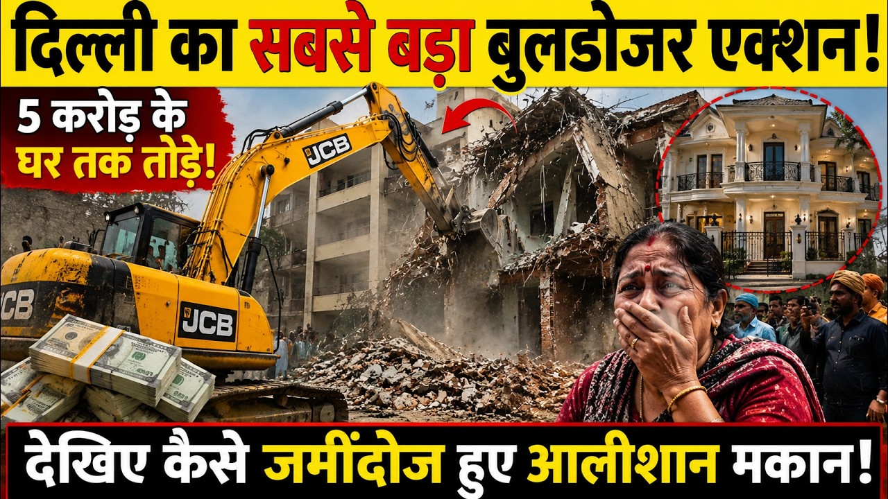 ₹5 करोड़ के घर तक टूटे! Delhi का सबसे बड़ा Bulldozer Action 😱| Delhi Biggest Bulldozer Action 2026