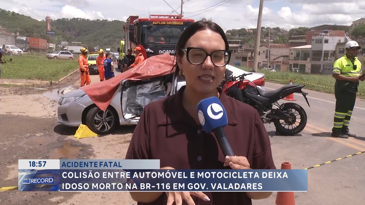 Acidente fatal: Colisão entre automóvel e motocicleta mata idoso na BR-116, em Gov. Valadares.