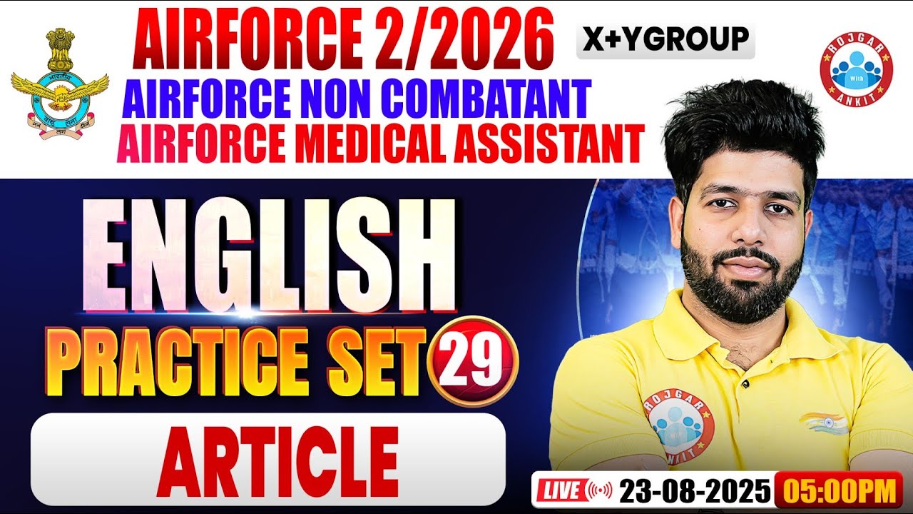 Airforce X & Y Group Classes 02 2026 | Airforce Non Combatant English Practice Set #29 | Article