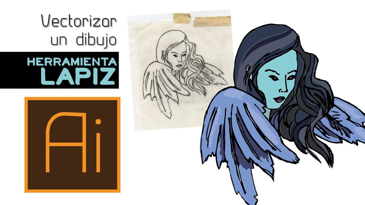 Colorear un dibujo hecho a mano con Illustrator - Herramienta lápiz