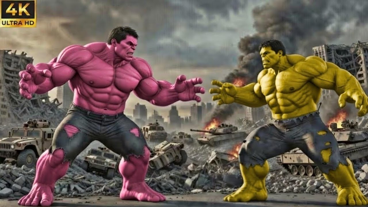 Pink Hulk vs Yellow Hulk – Ultimate Monster Battle | Epic Fight Scene