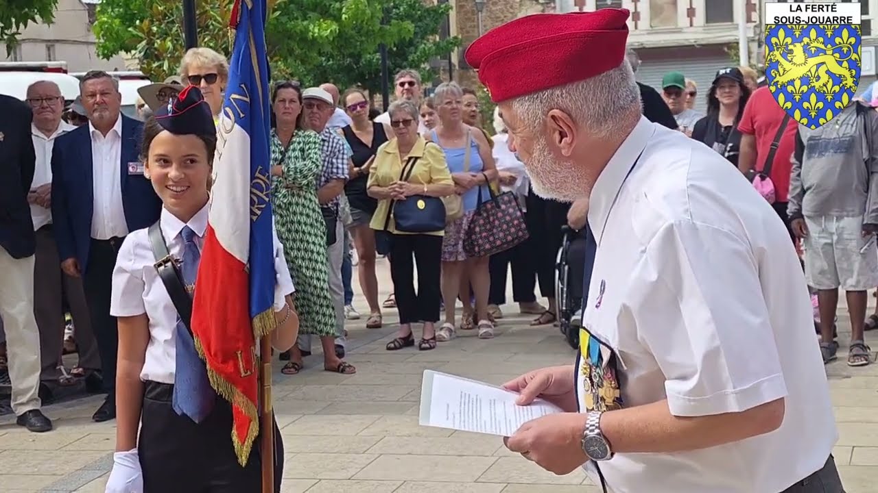 Le 14 juillet 2025 à La Ferté-sous-Jouarre 77 avec décoration de la plus jeune porte drapeau