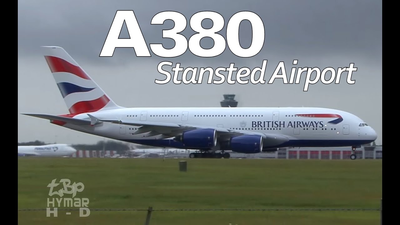 British Airways Airbus A380 First Takeoff Departure London Stansted Airport to Shannon Ireland