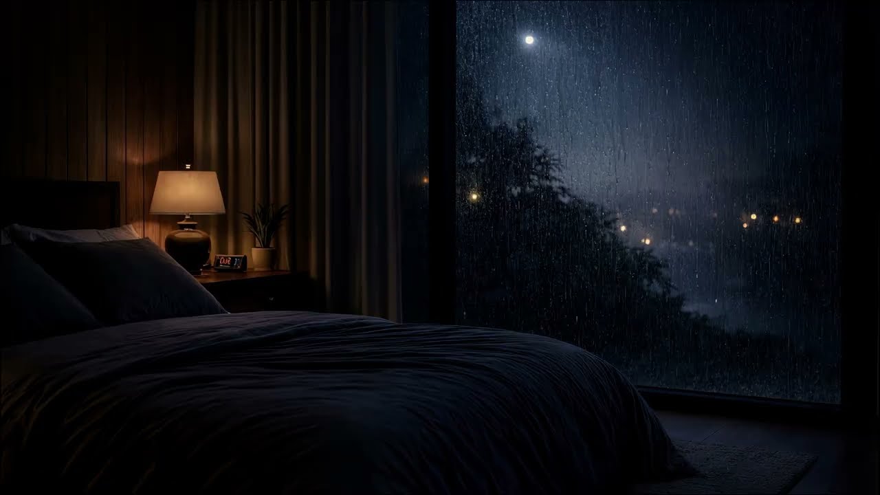 🌧 Rain on Window Bedroom — Deep Night Ambience for Sleep (3 Hours)