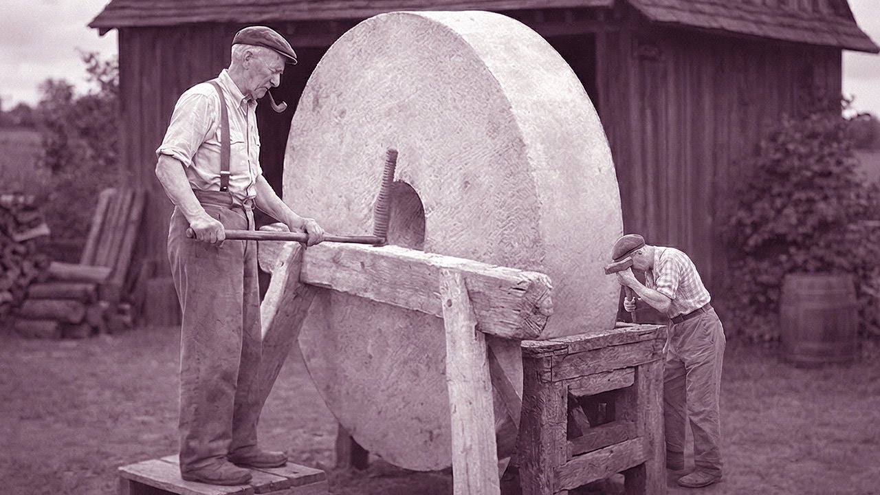WATCH Stone Carvers Create a Grindstone by Hand in 1966!
