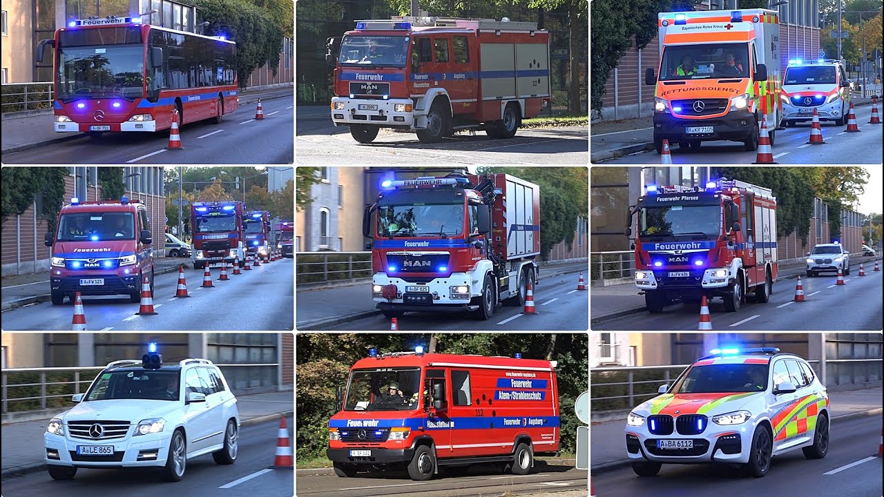 [Katastrophenschutzübung 2023 🚒] - Stadt Augsburg übt den Ernstfall | Div. Einsatzfahrten der HiOrgs