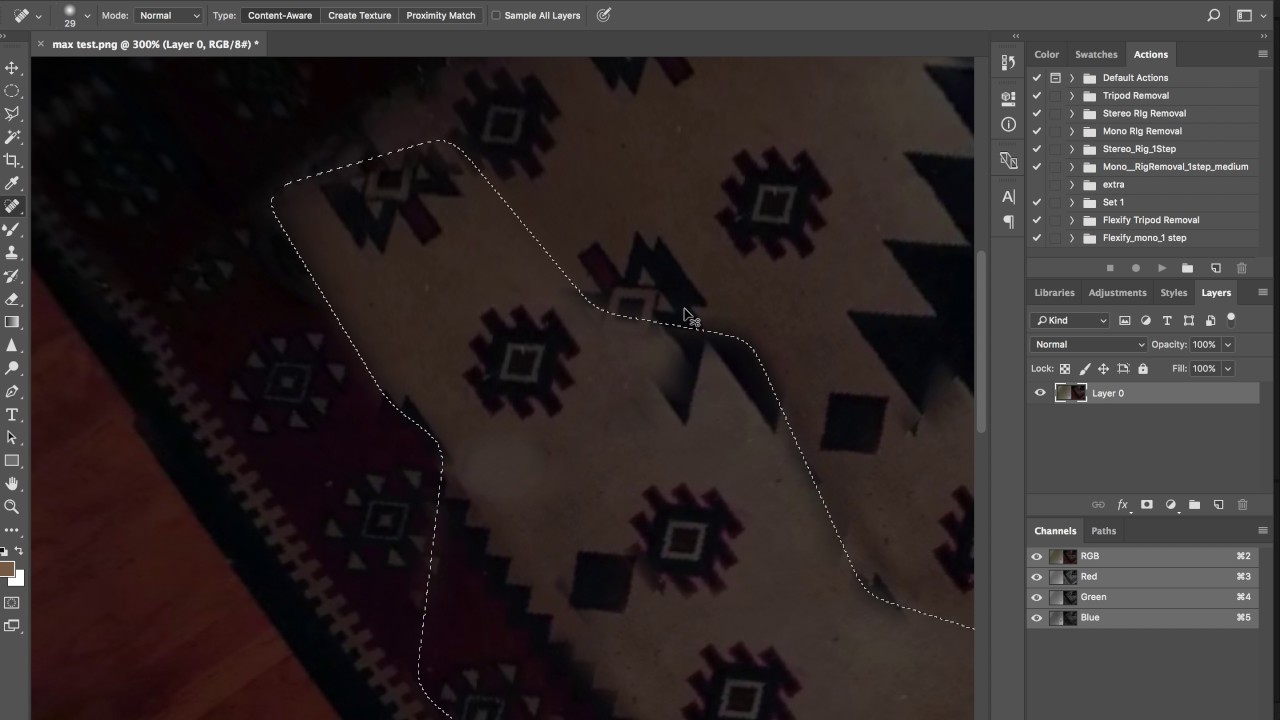 360 video tripod removal using Photoshop