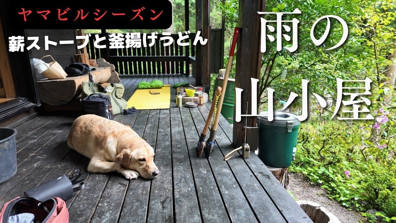 雨の山小屋で愛犬と静かに過ごす一日｜薪ストーブと岡崎の釜揚げうどん