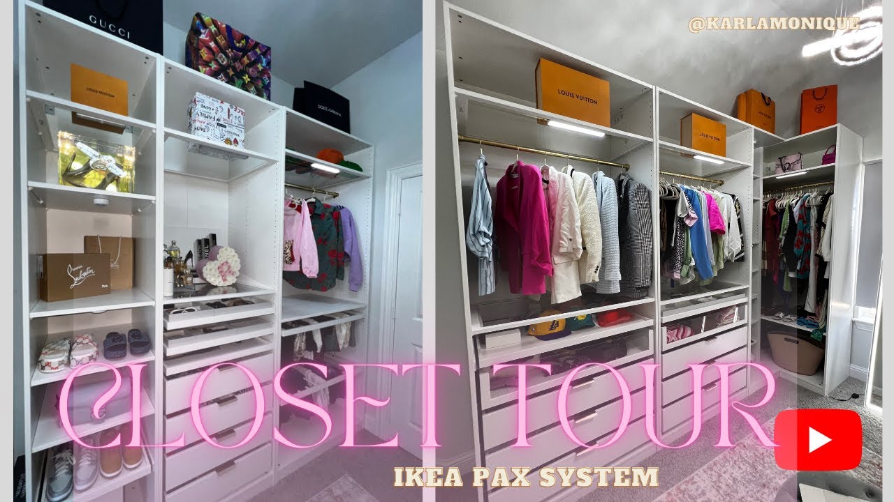 CLOSET TOUR| IKEA PAX WARDROBE | CUSTOM CLOSET PT.2 #ikea #customcloset #amazonfinds