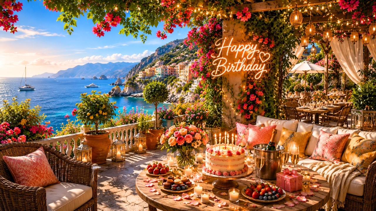 Luxury Seaside Birthday Ambience | Relaxing Ocean Sunset Celebration