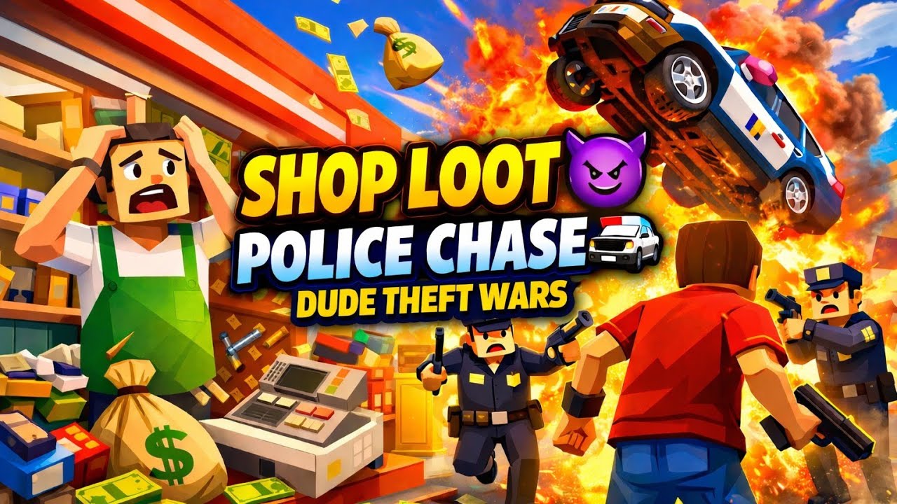 SHOP LOOT 😈 | Police Chase 🚓 | Dude Theft Wars Gameplay Hindi 