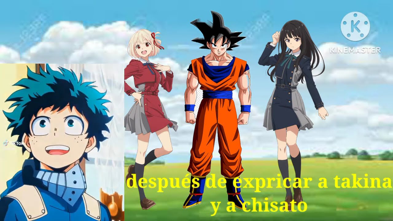 los personajes de lycoris recoil reaccionan a goku