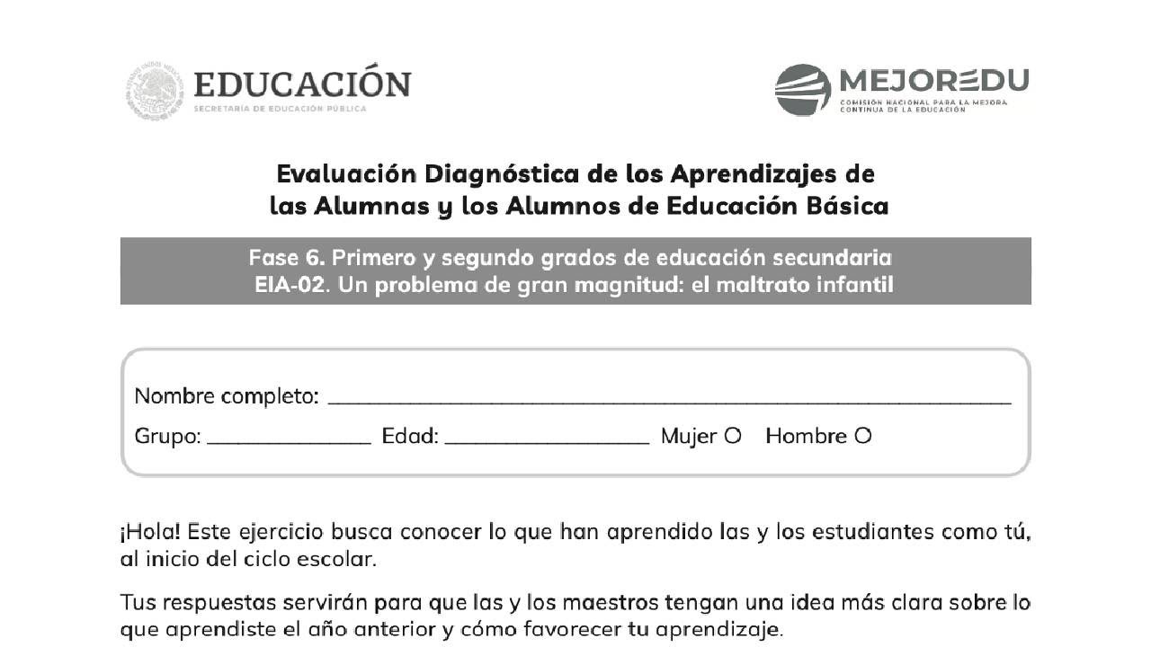 EXAMEN DIAGNÓSTICA MEJOREDU SEGUNDO DE SECUNDARIA 2024 EXAMEN 2