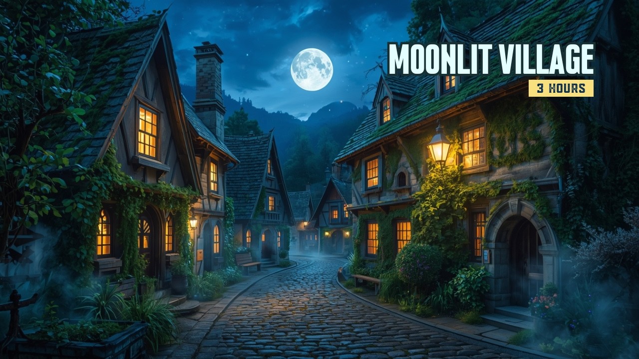 Lunar Drift • City Night | Moonlit Village Ambient for Deep Sleep | 3 Hours