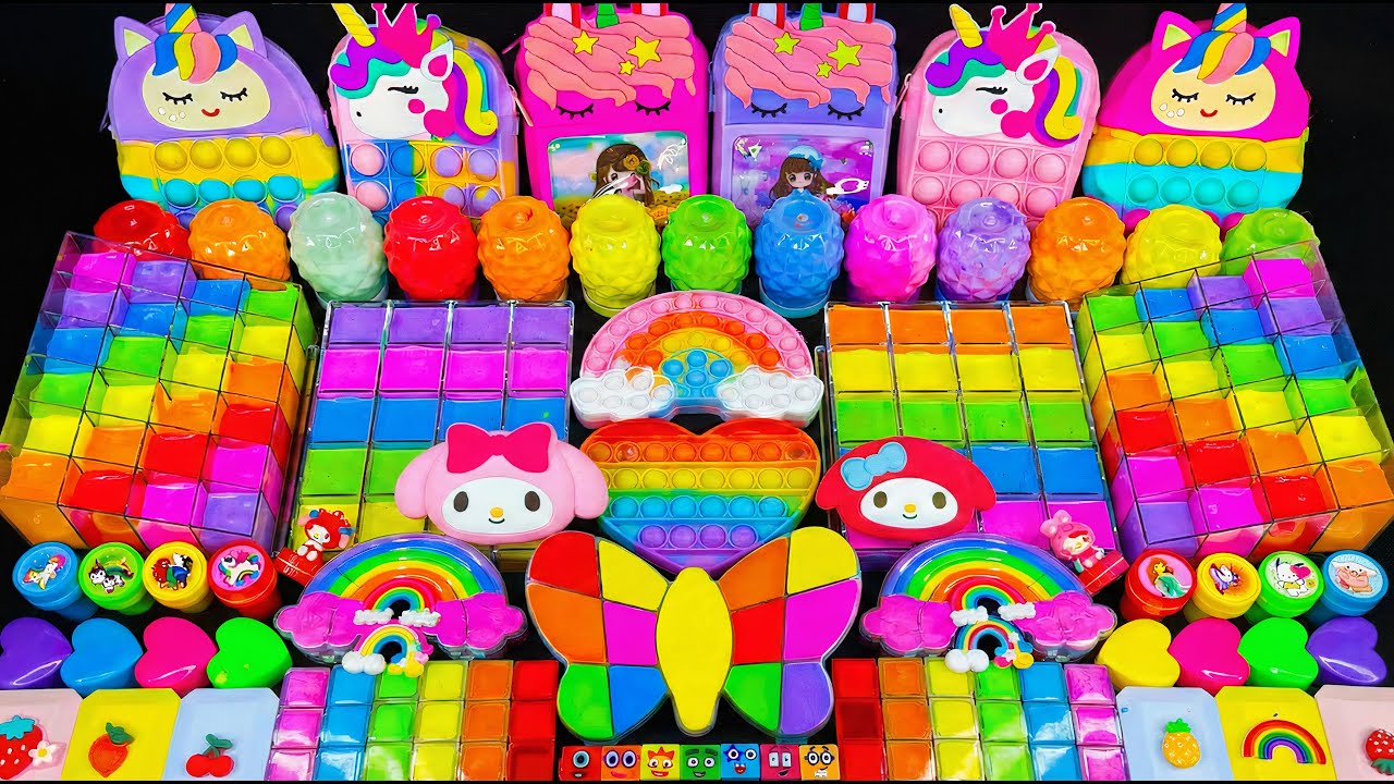 🌈 مزج السلايم المريح ASMR 🌈🦄 يونيكورن قوس قزح ماي ليتل بوني ضد السلايم اللامع | مزج عشوائي للسلايم