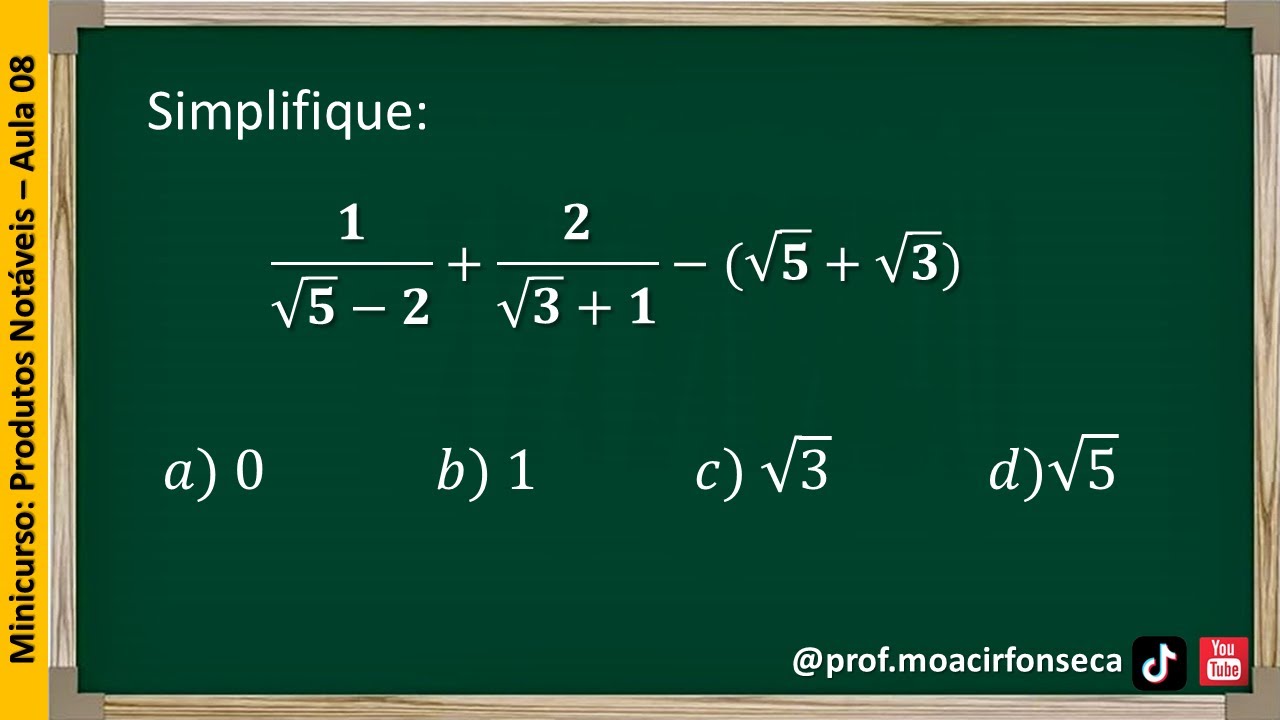 AULA 8: Fatoração da diferença dos quadrados de dois termos.