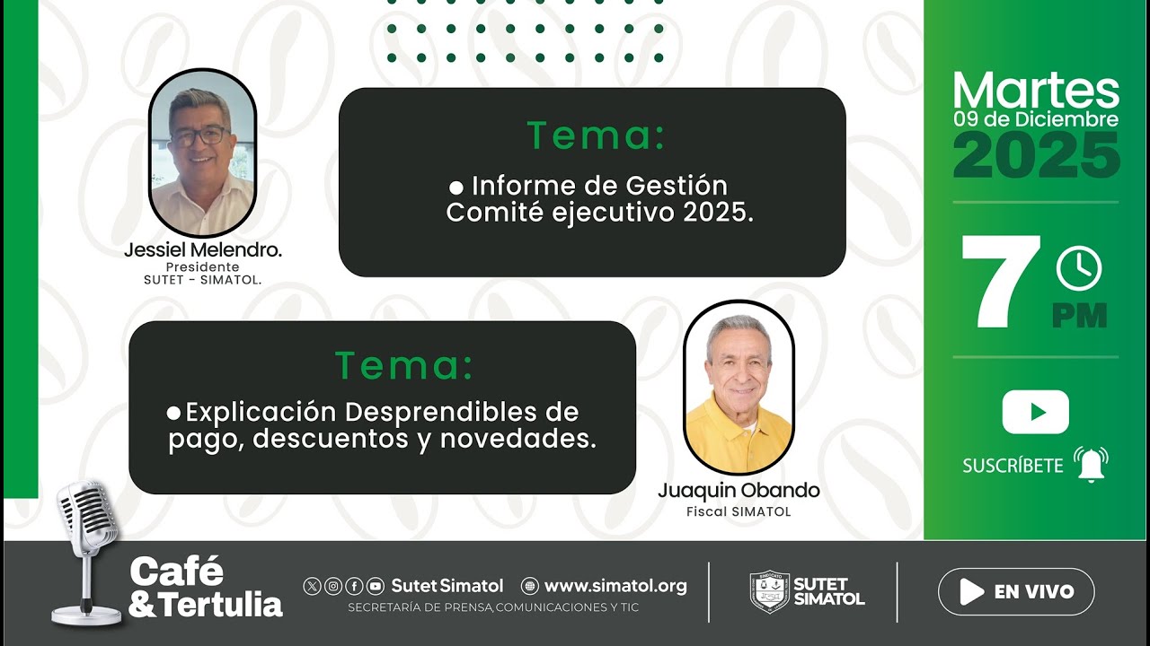 Café y Tertulia de SUTET-SIMATOL - Diciembre 9 de 2025