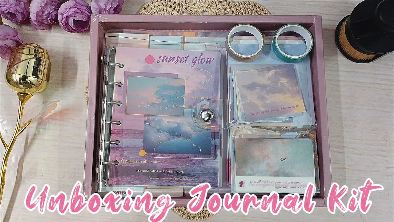 Pink Journaling Kit Unboxing ✨ Pink Sunset glow journal kit #scrapbooking#journaling #unboxing#asmr