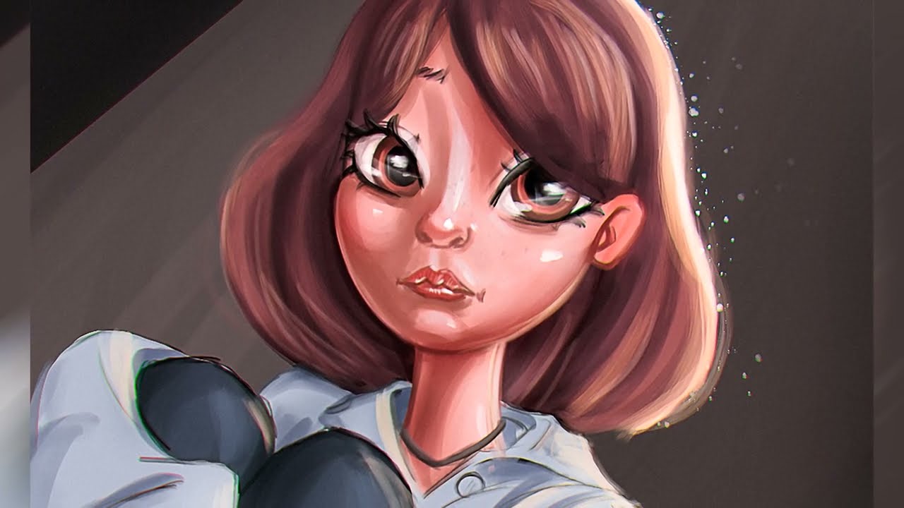 Digital Art Process — Drawing a Cute Girl Portrait (Caricature Style)