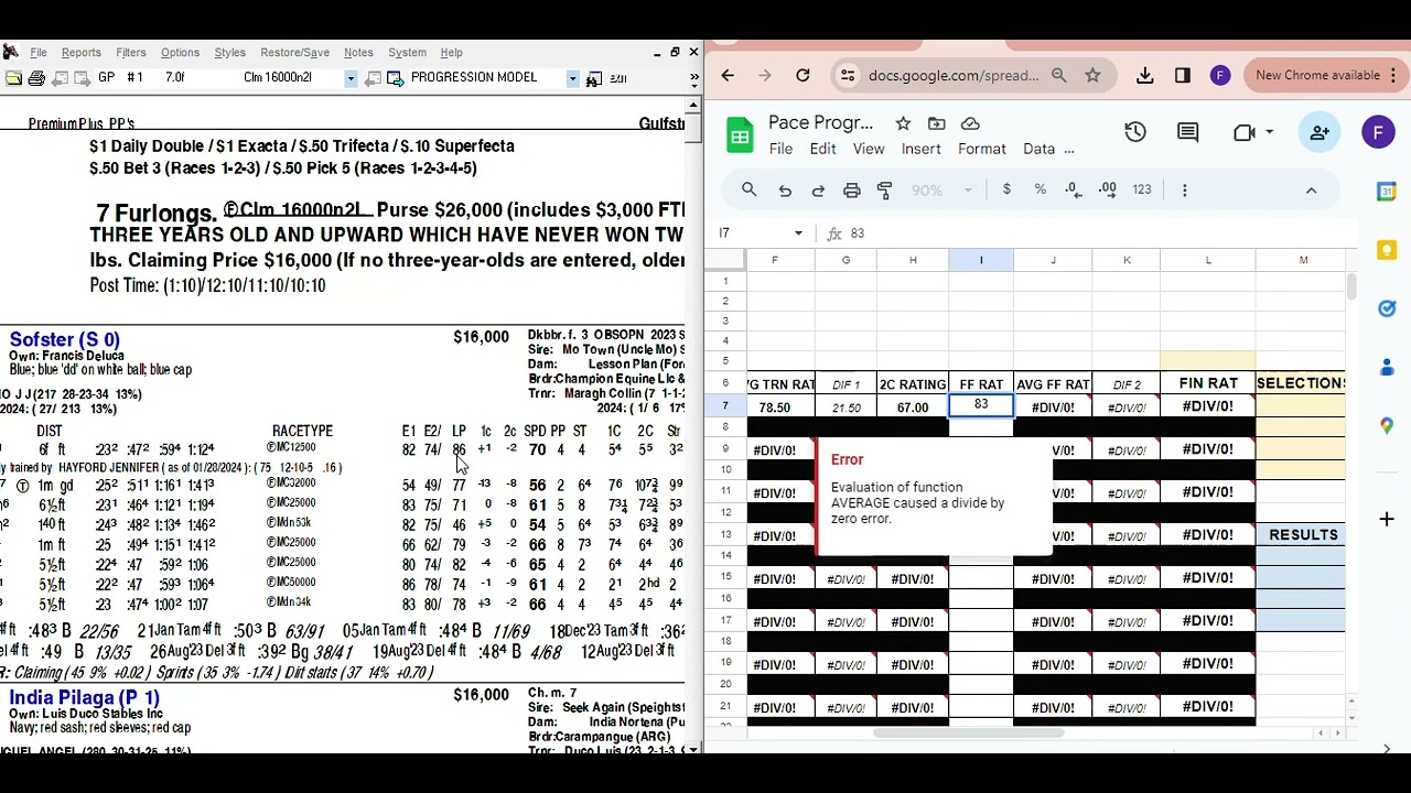 PACE PROGRESSION- Incorporating Brisnet Pace numbers