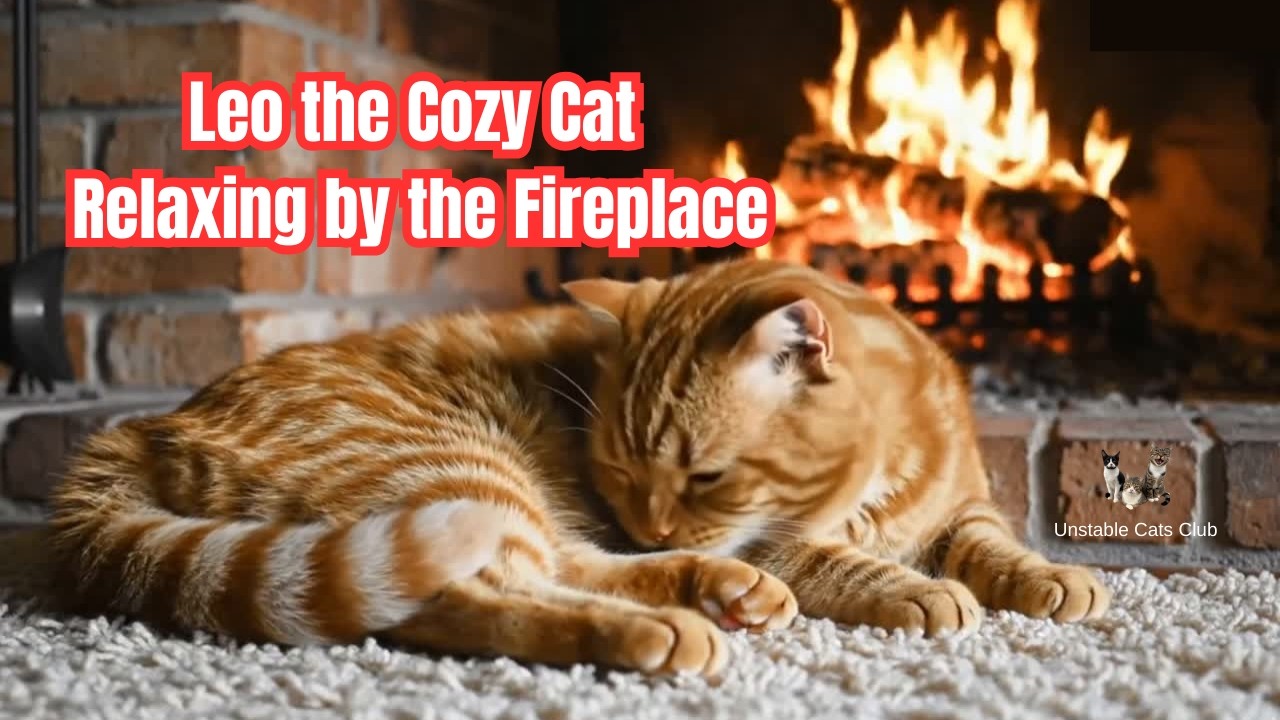 Leo the Cozy Cat Relaxing by the Fireplace – Short & Peacefu.😽💜