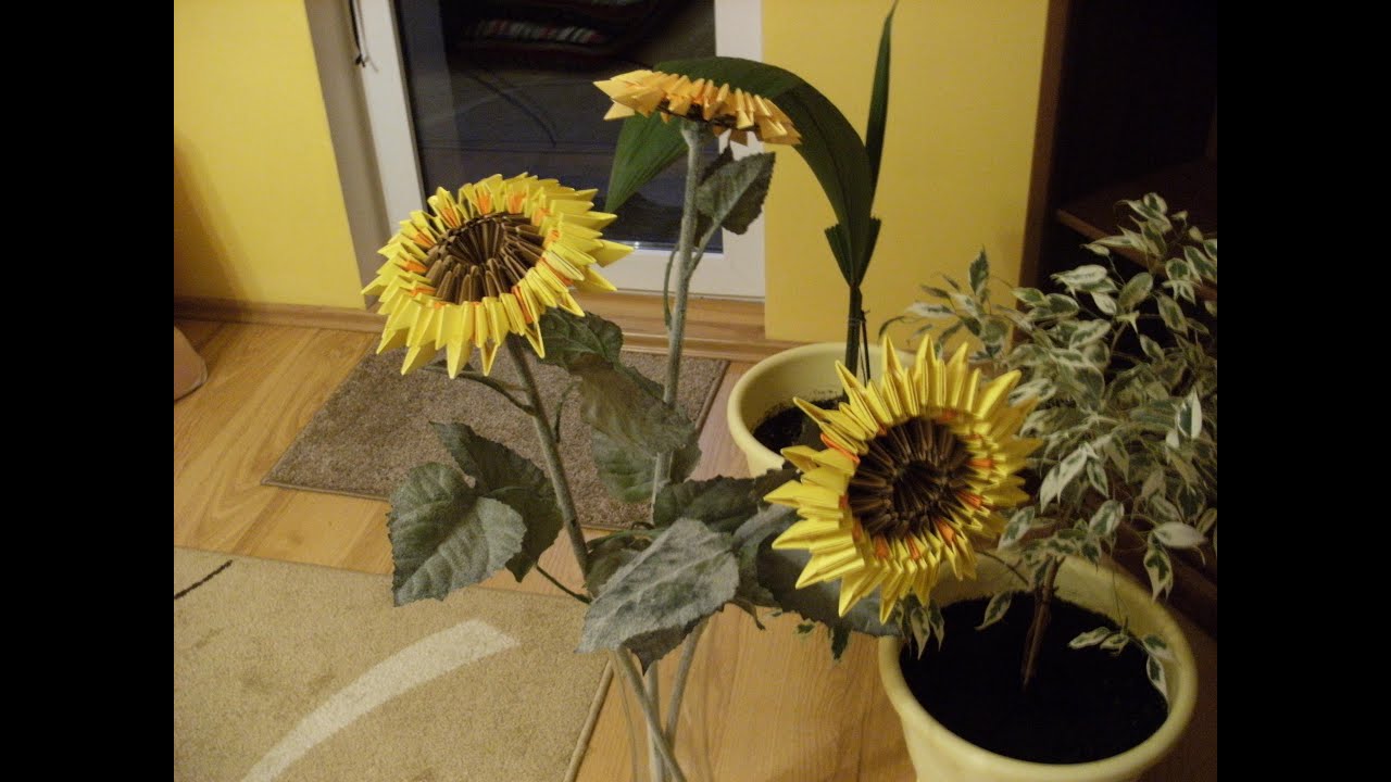 3D origami - SUNFLOWER - how to make instruction