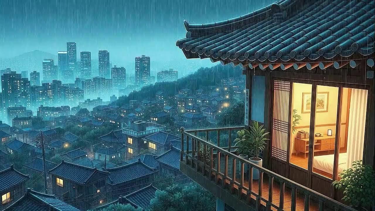 Rain Sounds and Lofi for Work in a Soft Korean Rainy Night to Block Distractions 😌