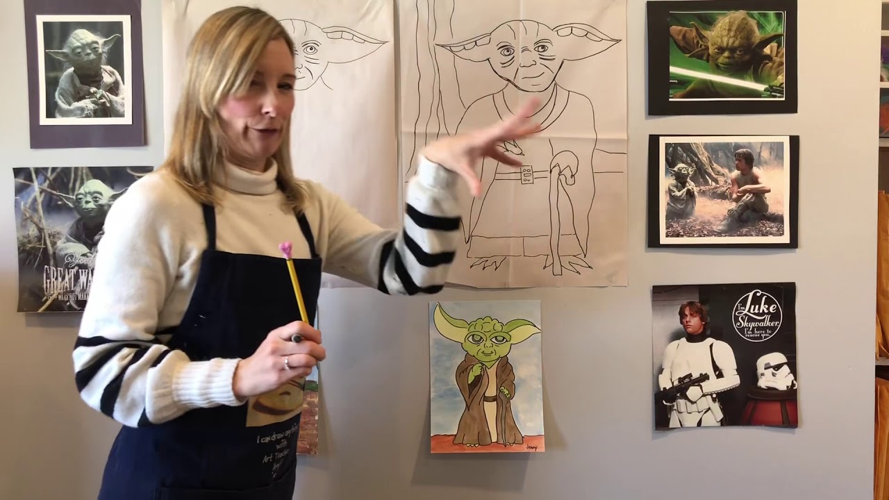 ART TEACHER AMY LEARN TO DRAW YODA FROM STAR WARS