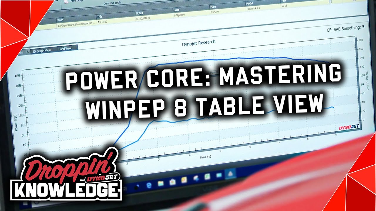 Программное обеспечение Dynojet Power Core: табличный вид WinPEP 8