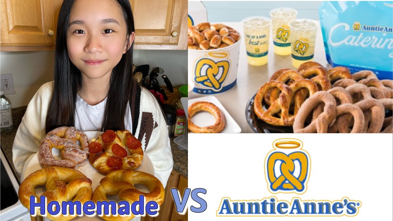 Homemade Pretzels VS Auntie Anne's Pretzels! | Janet and Kate