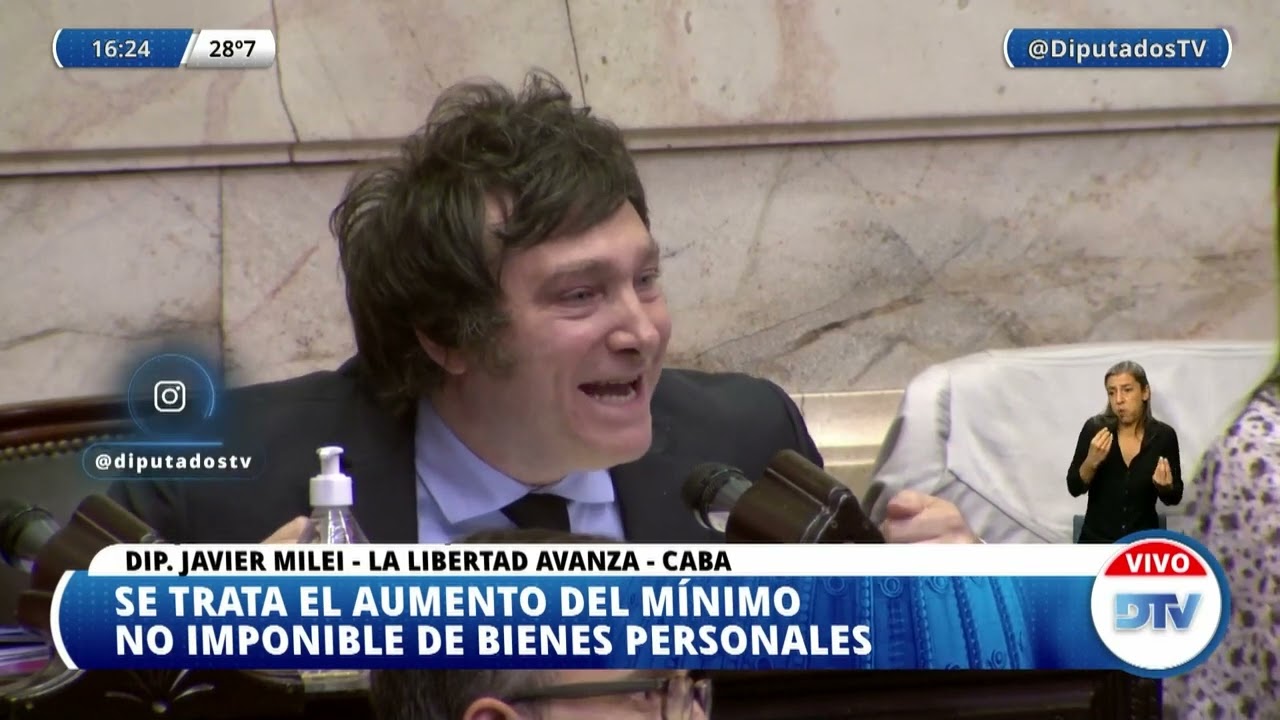 Javier Milei expone sobre el aumento del m&iacute;nimo no imponible de bienes personales