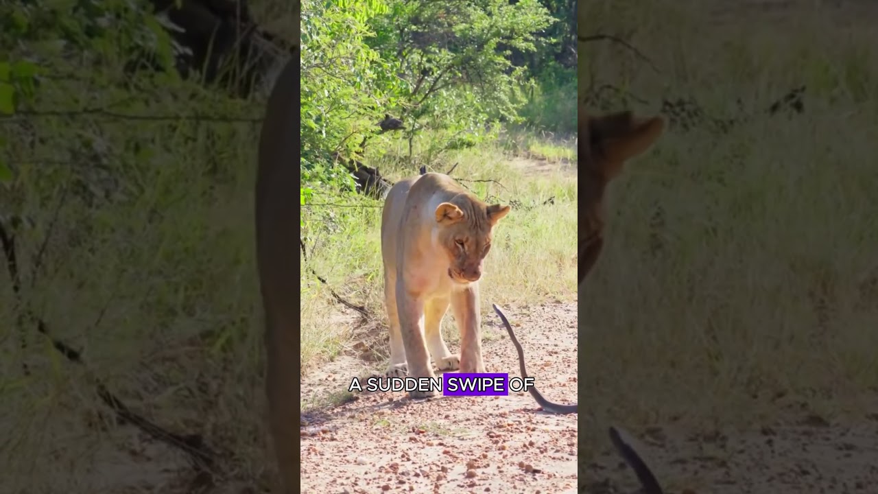 Black mamba attack lion #wildlife #animals #fyp