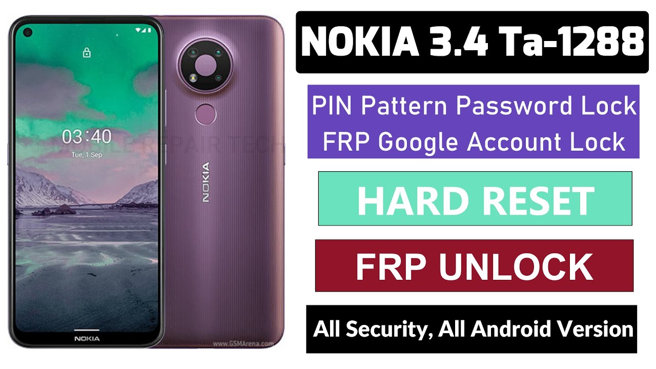 Nokia 3.4 Ta-1288 Hard Reset Pin/Pattern Frp Unlock | Nokia 3.4 Frp Bypass |  nokia 3.4 hard reset