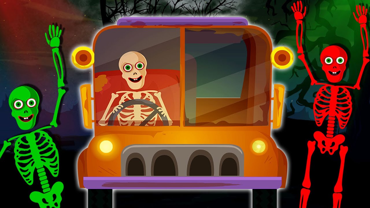 Five Skeletons Riding On The Bus + Many More Halloween Songs For Kids #nurseryrhymes #halloween