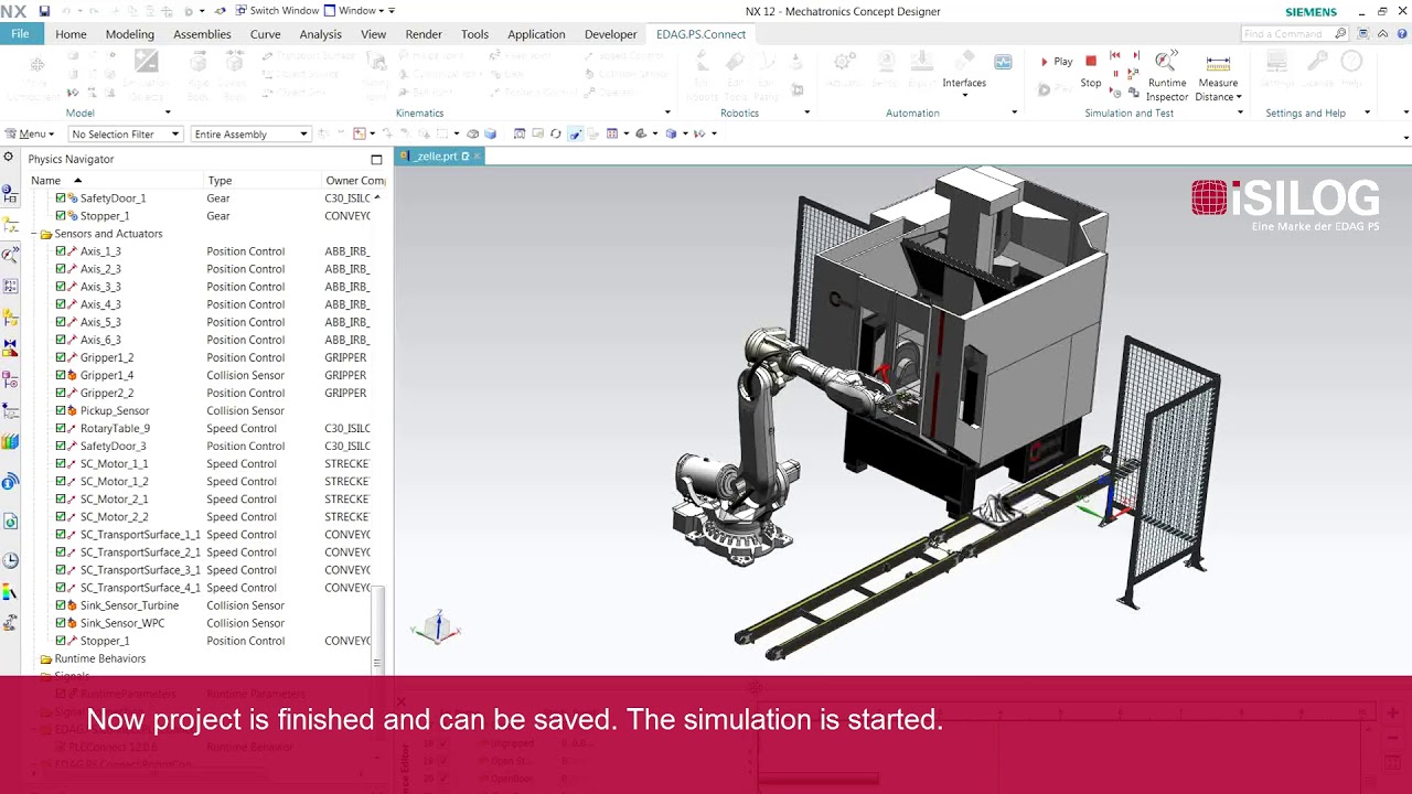 Robotic Simulation and Virtual Commissioning with NX MCD, ABB RobotStudio and PLCConnect