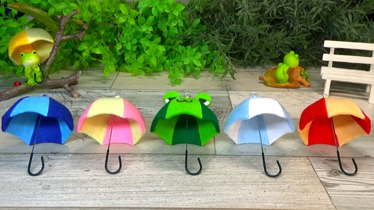 （フェルト生地）6月の飾り・梅雨の飾り　可愛い！傘の飾り（モビール風）の作り方【DIY】(felt fabric) pretty! Umbrella decoration (mobile)