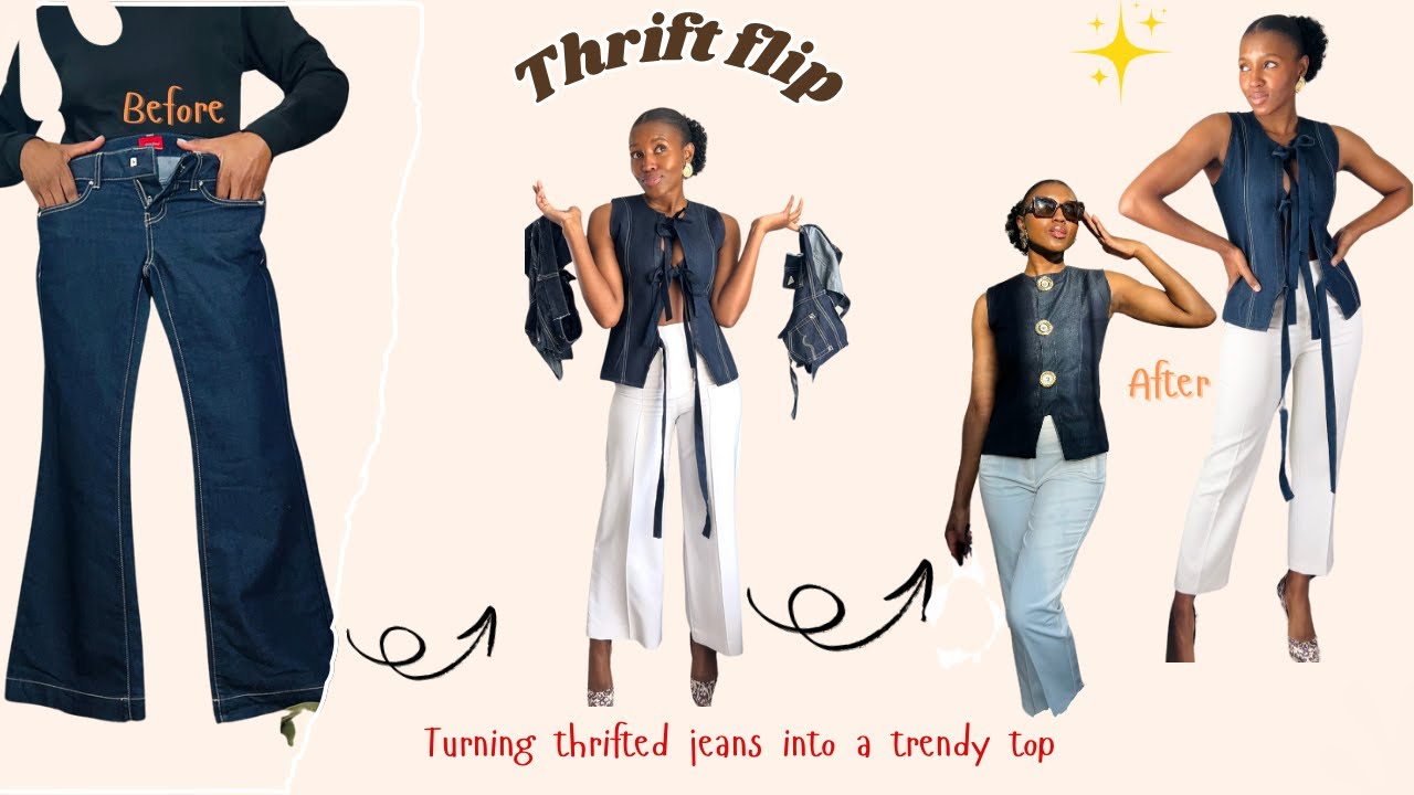 I Made a Ganni-Inspired Top From Thrifted Denim | Thrift Flip