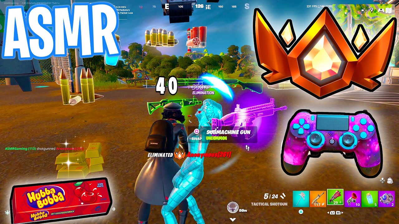 ASMR Gaming 🤩 Fortnite Ranked Champion! Gum Chewing 🎮🎧 Scuf Controller Sounds + Whispering 😴💤