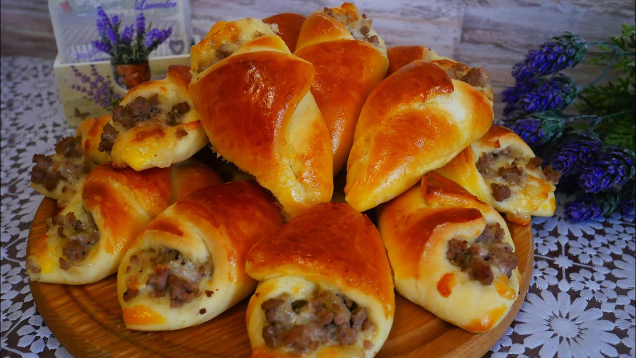 Кулёчки с мясом.  Рецепт вкусного дрожжевого теста. Выпечка с МЯСОМ