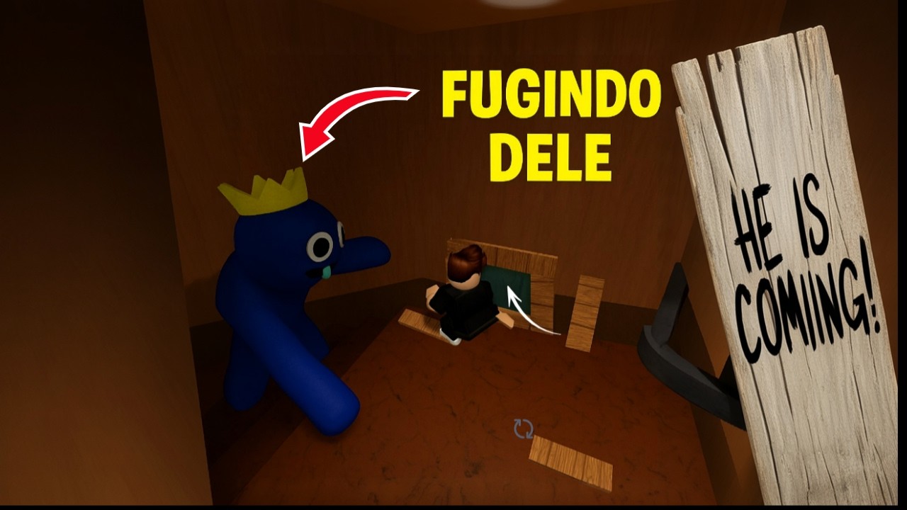 😱 ME ESCONDENDO E FUGINDO DO AZUL BABÃO NO RAINBOW FRIENDS !👑💙