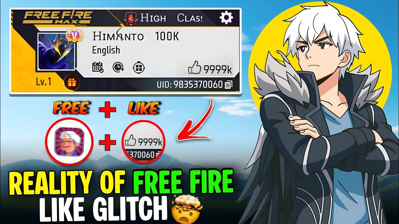 Free Fire Like Gulith🔥Reality Fo Free Fire Like Bot Glitch🤯 1 Click 100 Like😲 1 level I'd Reality🤬