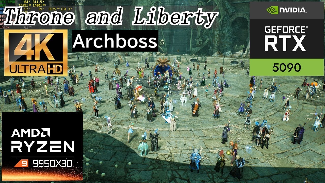 Throne and Liberty : RTX5090 32GB , Ryzen9 9950X3D ( 4K Epic Settings DLSS ON )