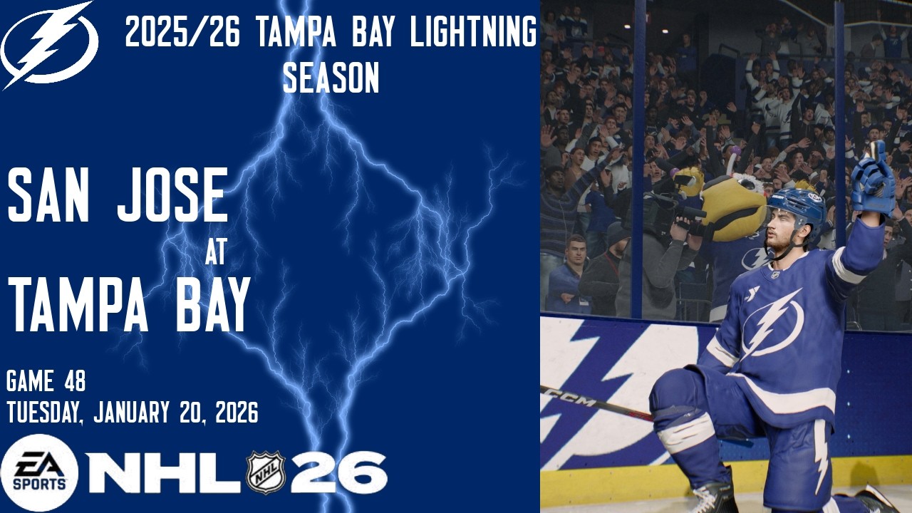 2025 Tampa Bay Lightning Season: Game 48-Finally Back Home: San Jose @ Tampa Bay